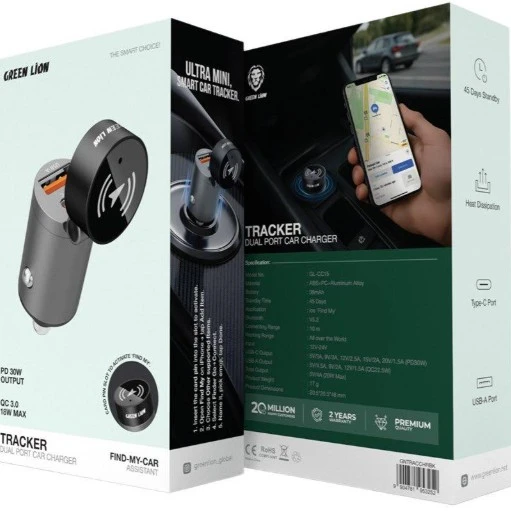 GREEN LION TRACKER DUAL PORT CAR CHARGER PD30W