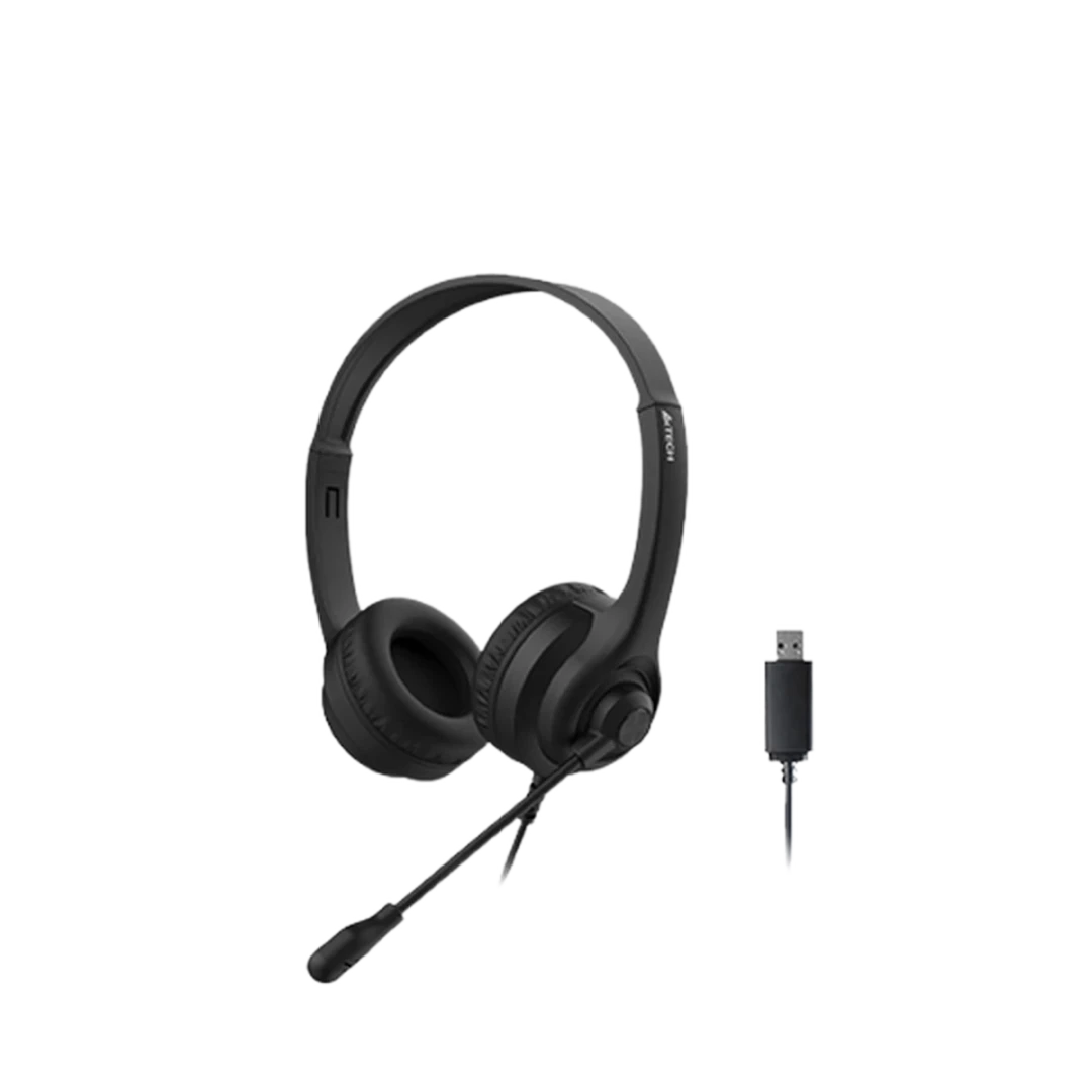 A4Tech (HU-8) Stereo USB Headset With Integrated Sound Card - Black