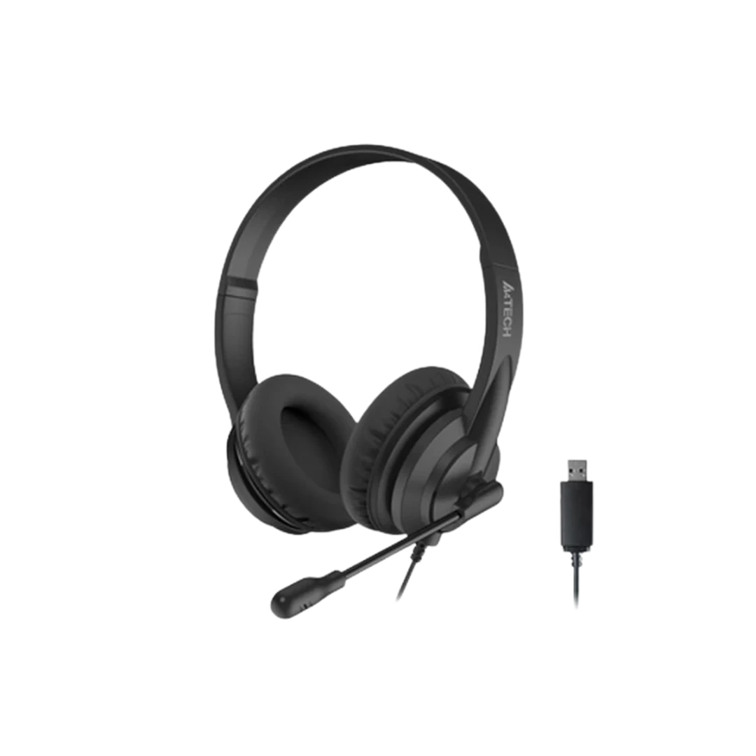 A4Tech (HU-10) Stereo USB Headset With Integrated Sound Card - Black