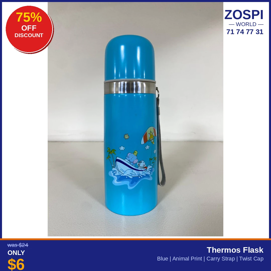 Thermos Flask Blue Animal Print R6