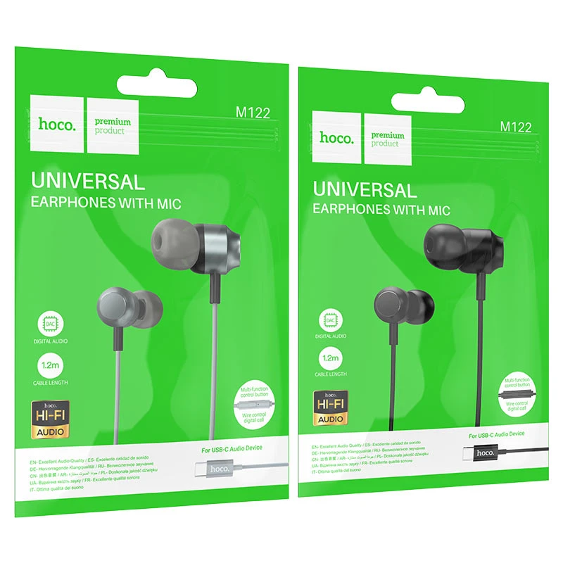 HOCO M122 UNIVERSAL EARPHONES WITH MIC BLACK