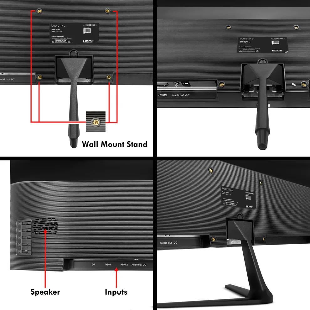 BUEROTIKA B24M3 24" IPS Full HD Monitor – 144Hz, 3ms, DP/HDMI, Speakers - 6