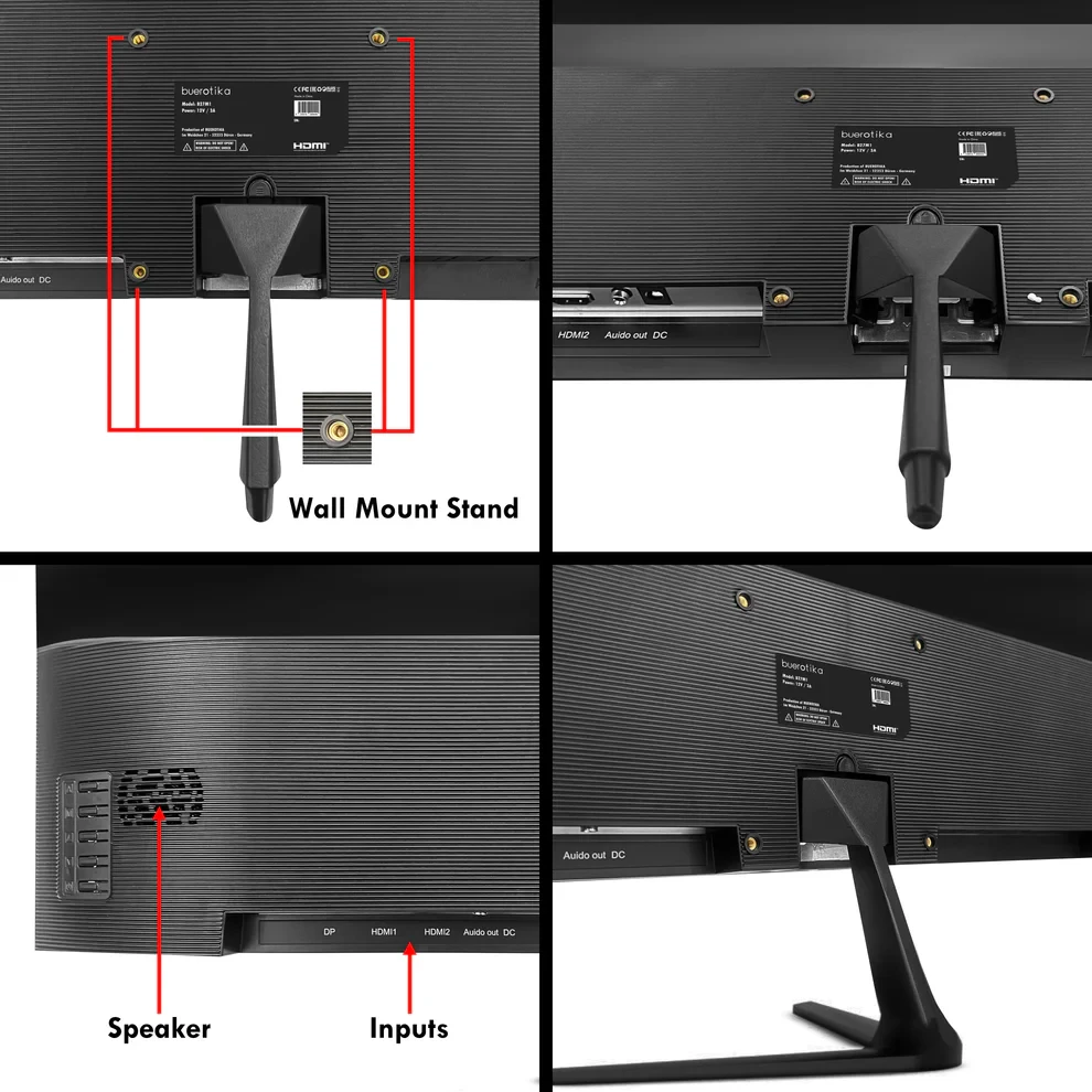 BUEROTIKA B27M1 27" IPS Full HD Monitor – 100Hz, DP/HDMI, Speakers - 6