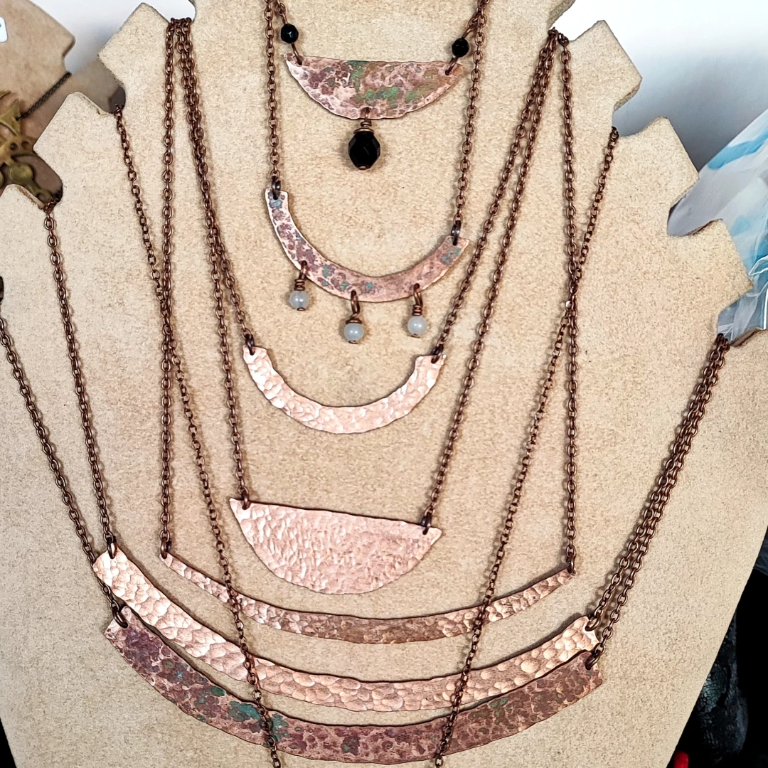 Rustic Beaded Copper Necklace - 3