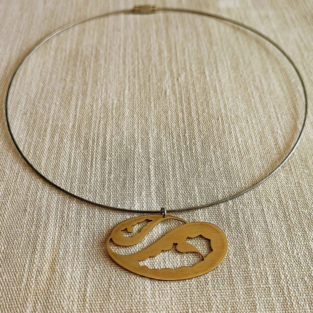 Paisley Organism Brass Pendant - 2