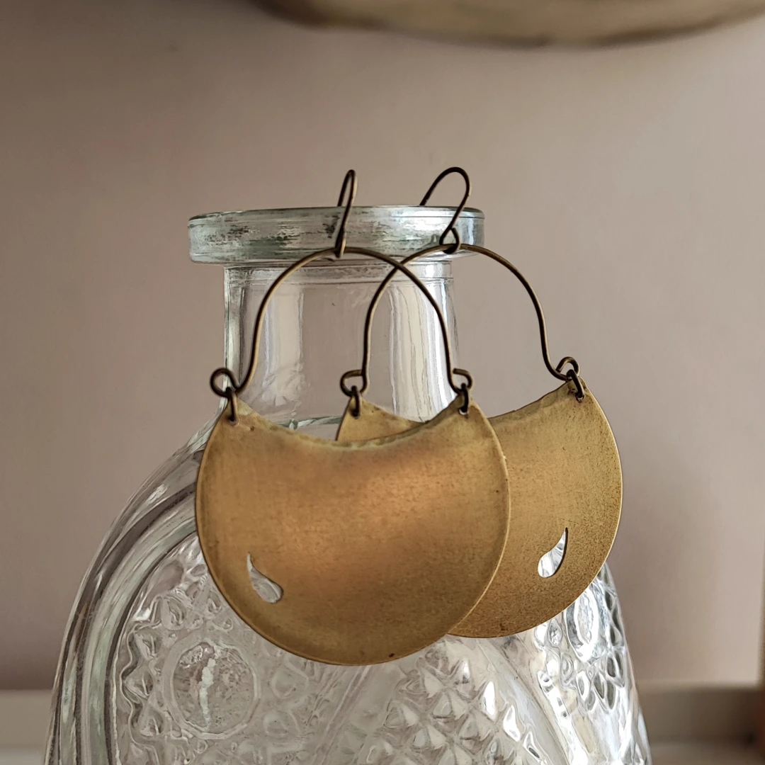 Large Boho Brass Earrings - 2