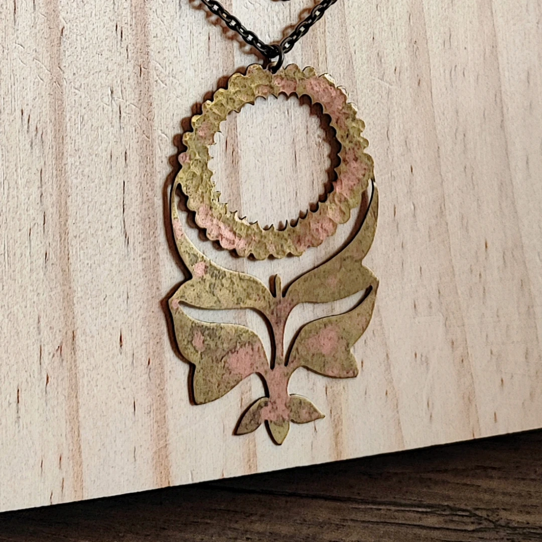 Large Flexible Flower Brass Pendant