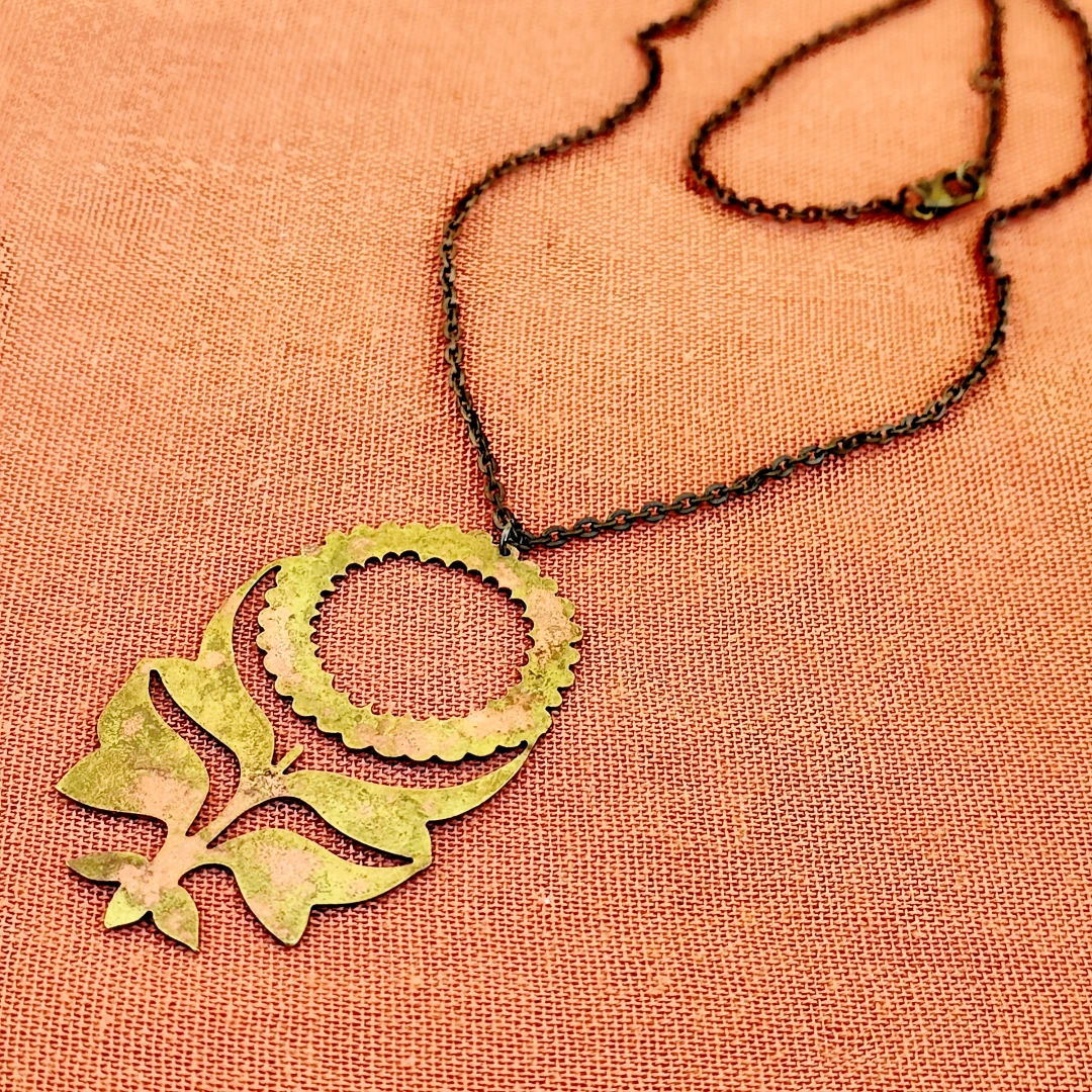 Large Flexible Flower Brass Pendant - 2