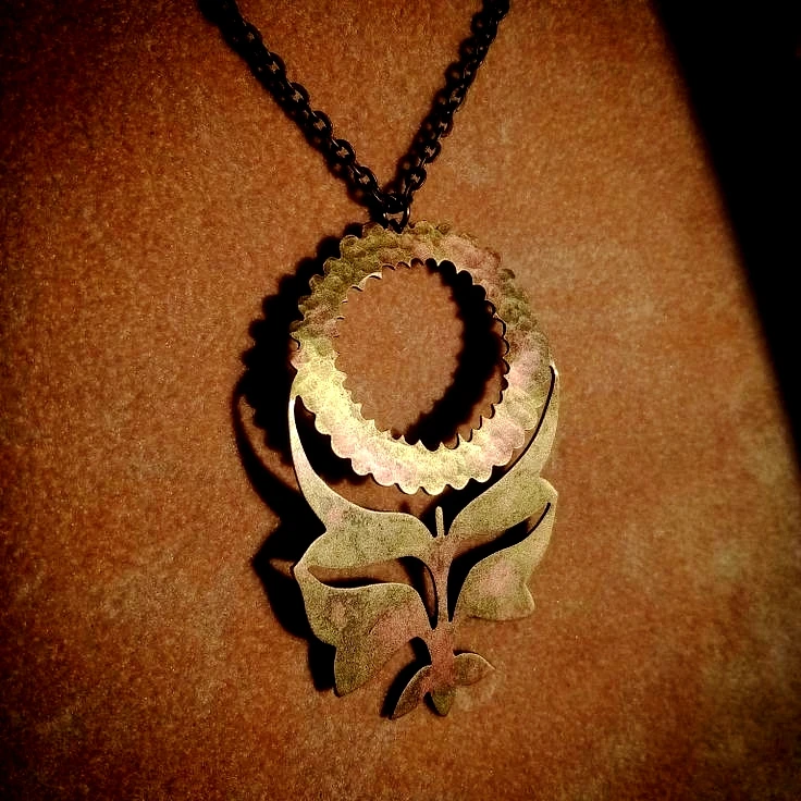 Large Flexible Flower Brass Pendant - 3