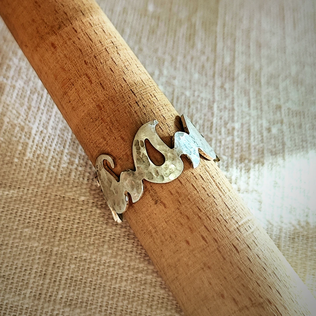 Adjustable 925 Silver Rustic Paisley Ring - 2