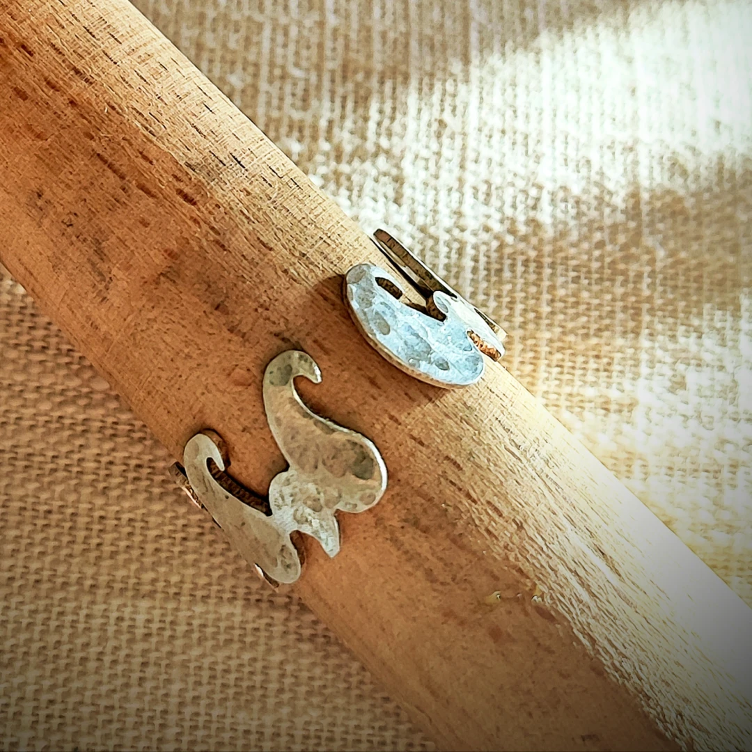 Adjustable 925 Silver Rustic Paisley Ring - 3