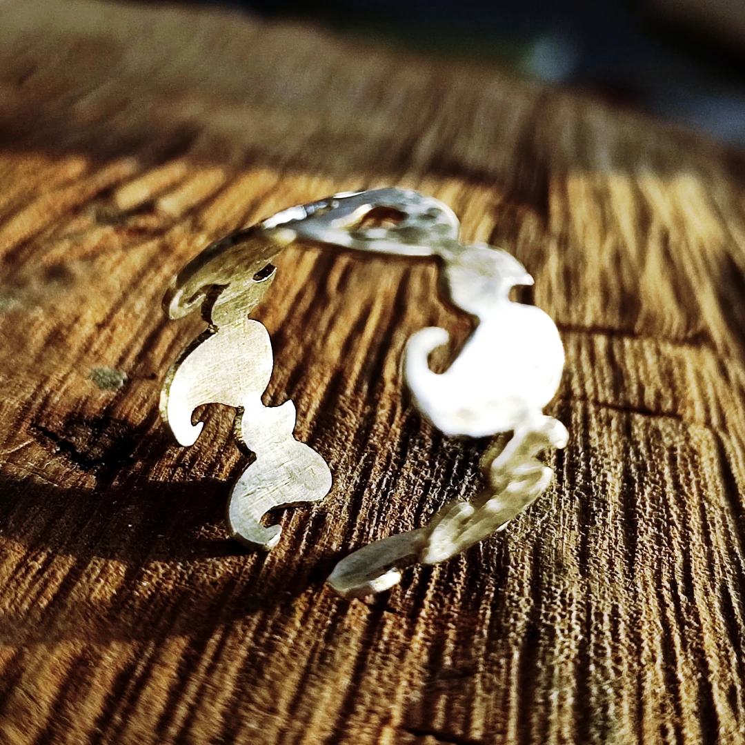 Adjustable 925 Silver Rustic Paisley Ring - 4
