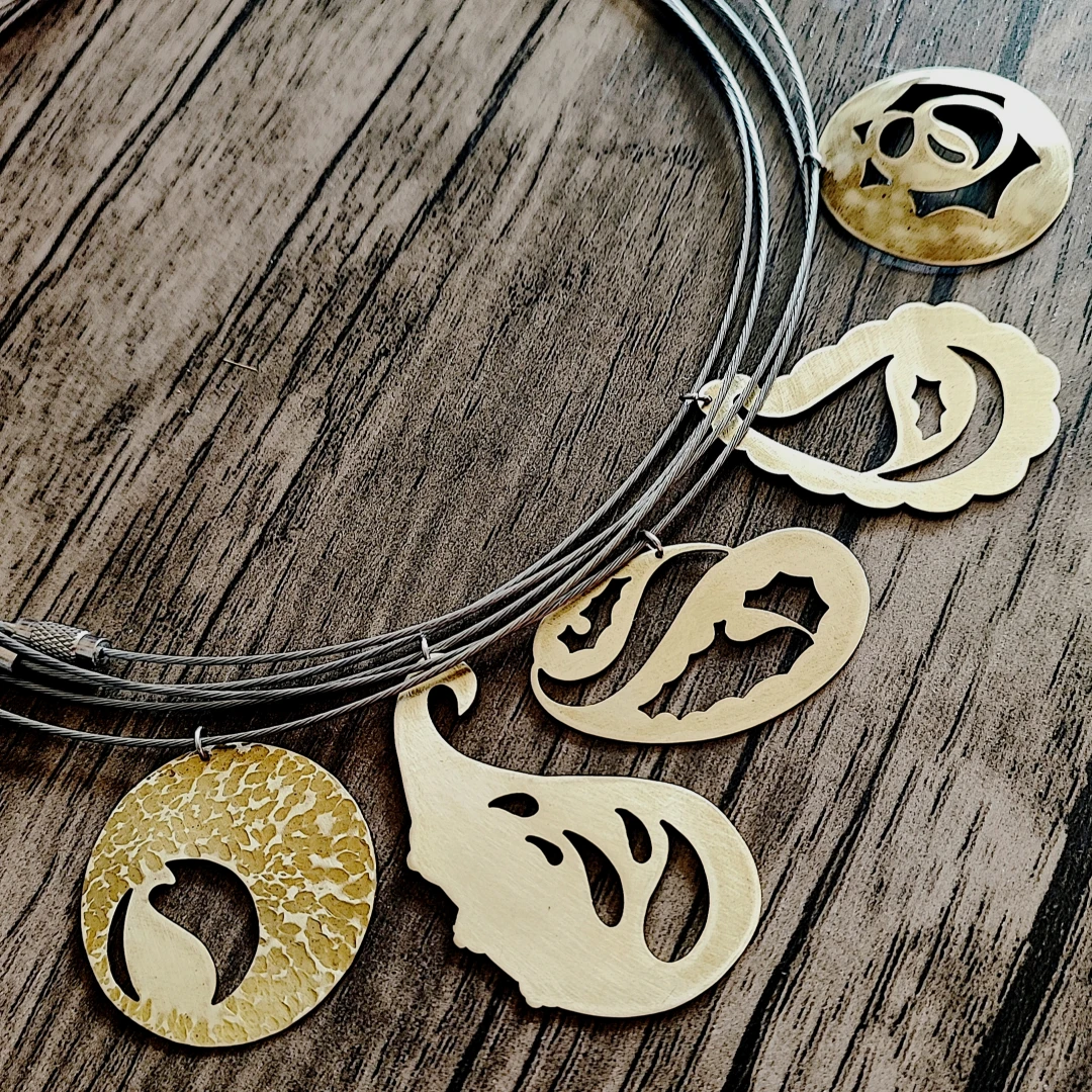 Paisley Organism Brass Pendant - 3
