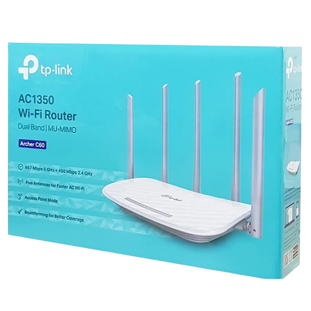 TP-Link (Archer C60) AC1350 Wireless Dual Band Router - 5x Antenna - White