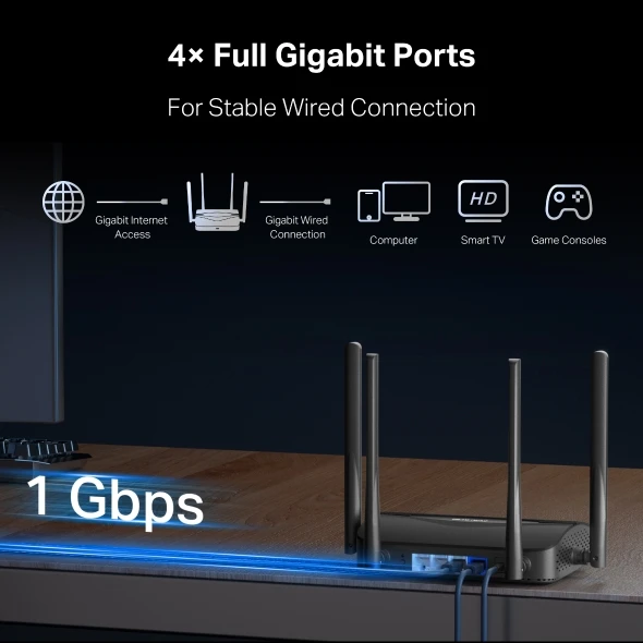 Mercusys By TP-Link (MR25BE) BE3600 Dual Band Wi-Fi 7 Router; 4x Antennas - Black - 6