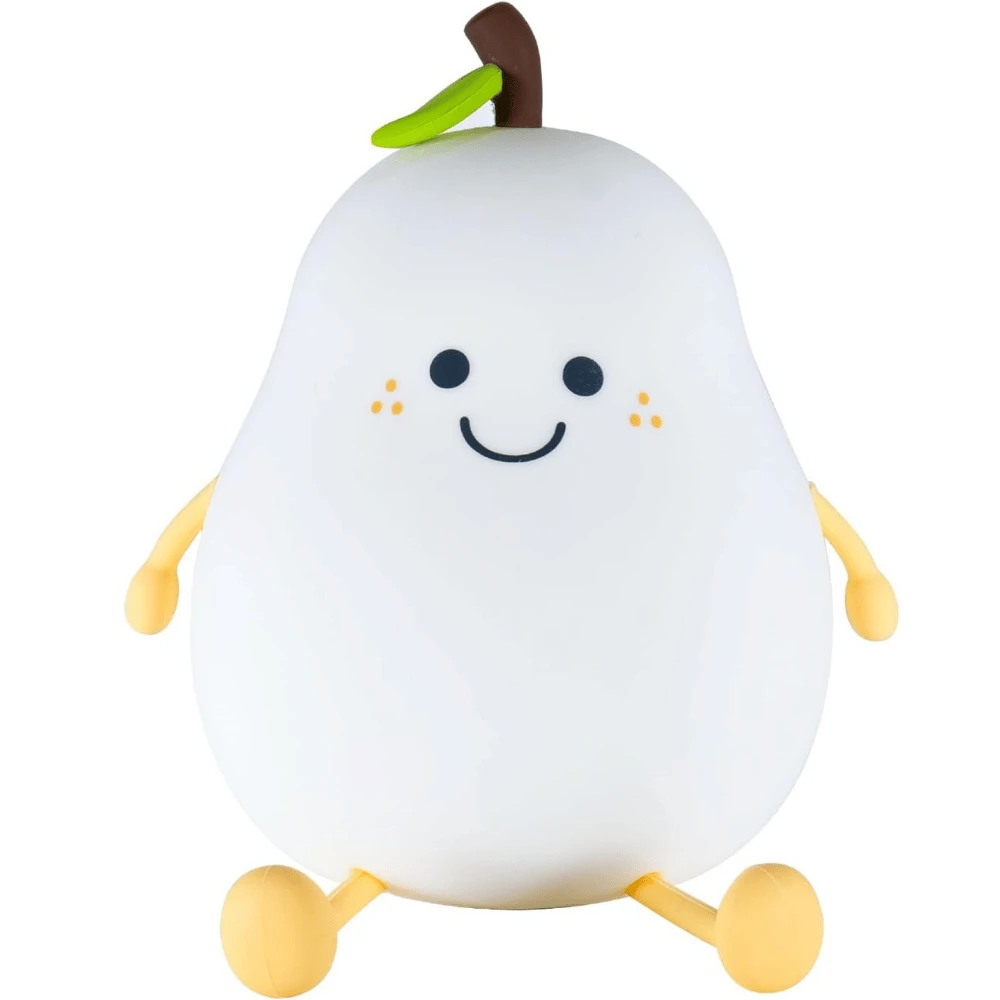 Night Light Pear Cute LED Nursery Nightlight Lamp, Tap Control Squishy Silicone, USB Rechargeable Bedside Lamp For Bedroom - 10