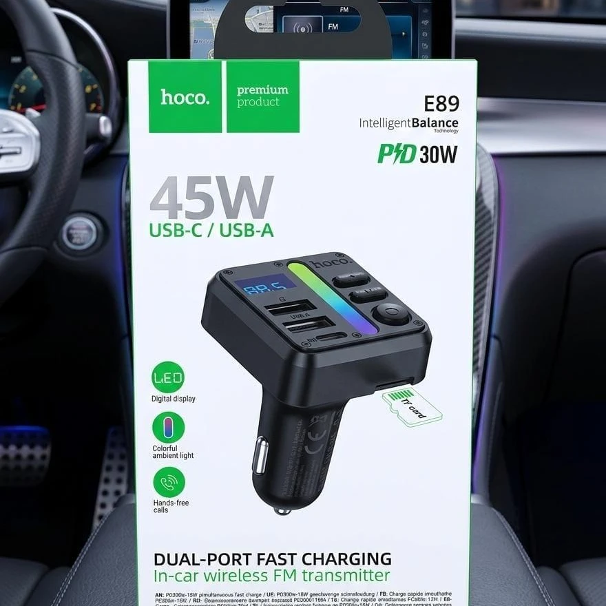 HOCO E89 DUAL PORT FAST CAR CHARGING PD30W 45W - 2