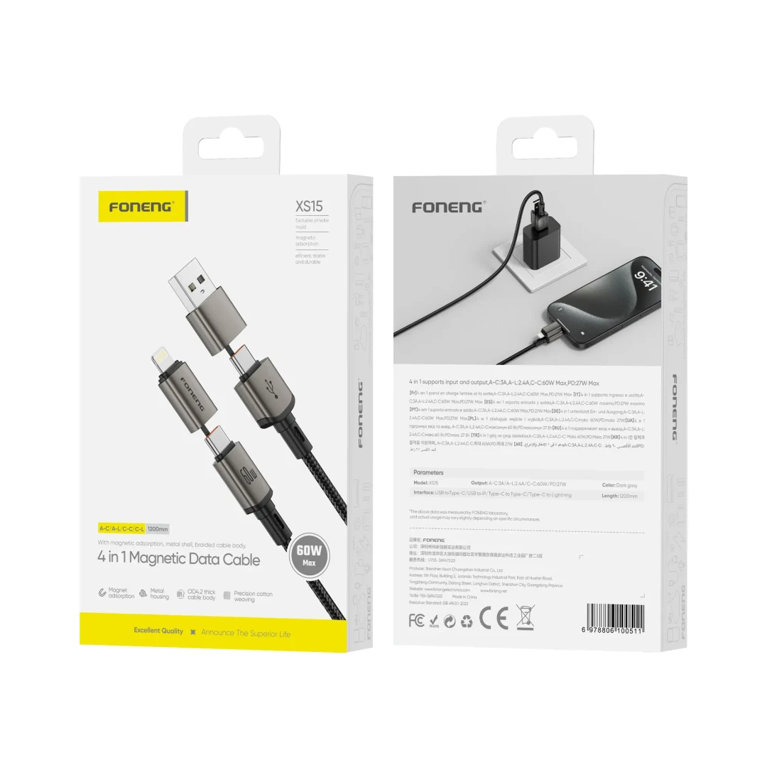 FONENG XS15 4 IN 1 MAGNETIC DATA CABLE 60W