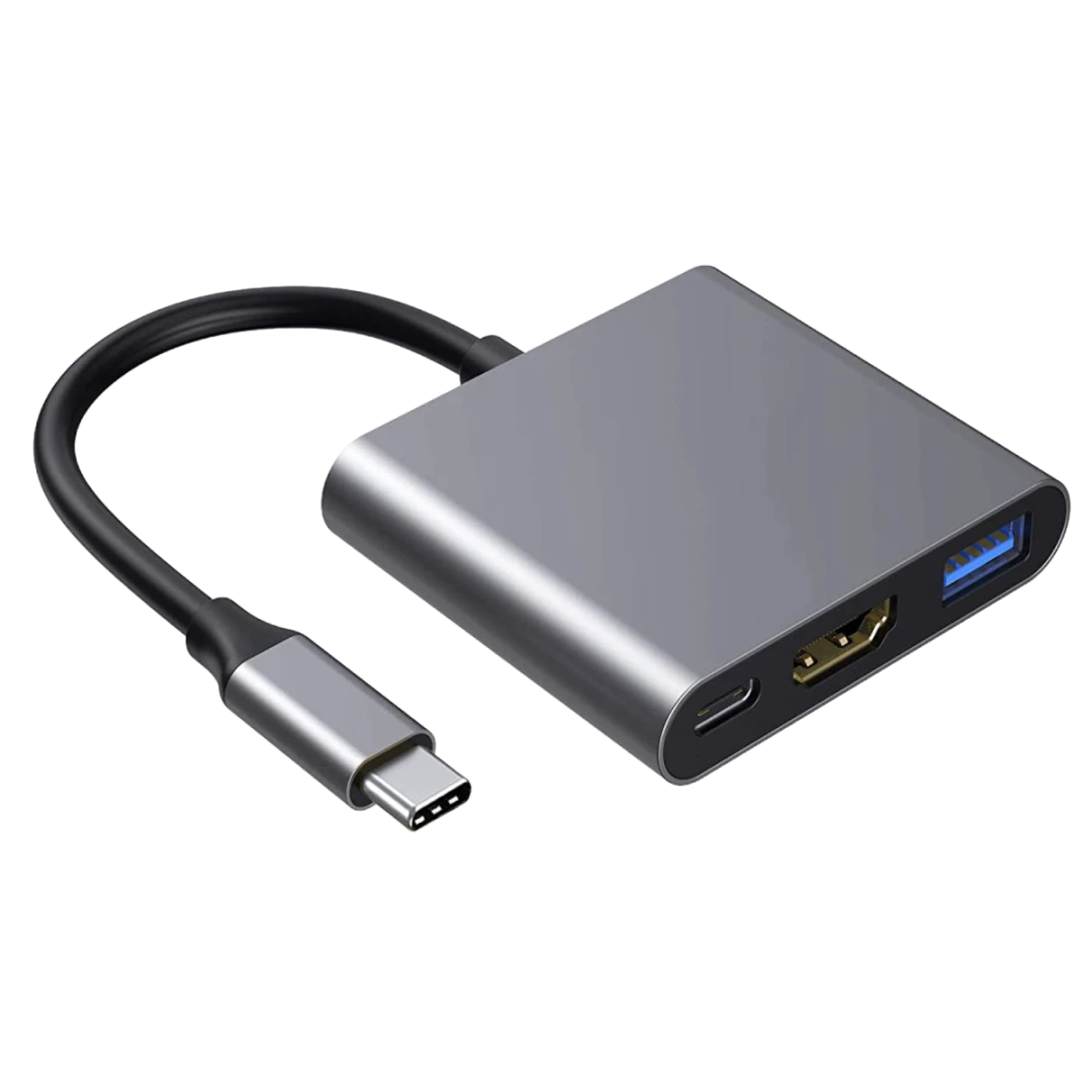 CEM (YX-8804) USB-C to HDMI + USB + USB-C - 4K - 0.15m - Gray