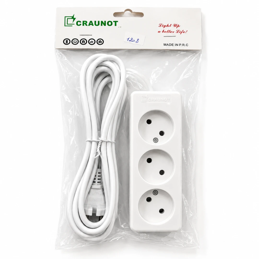 CRAUNOT CADRE PRISE 3 FICHE + CABLE 3M