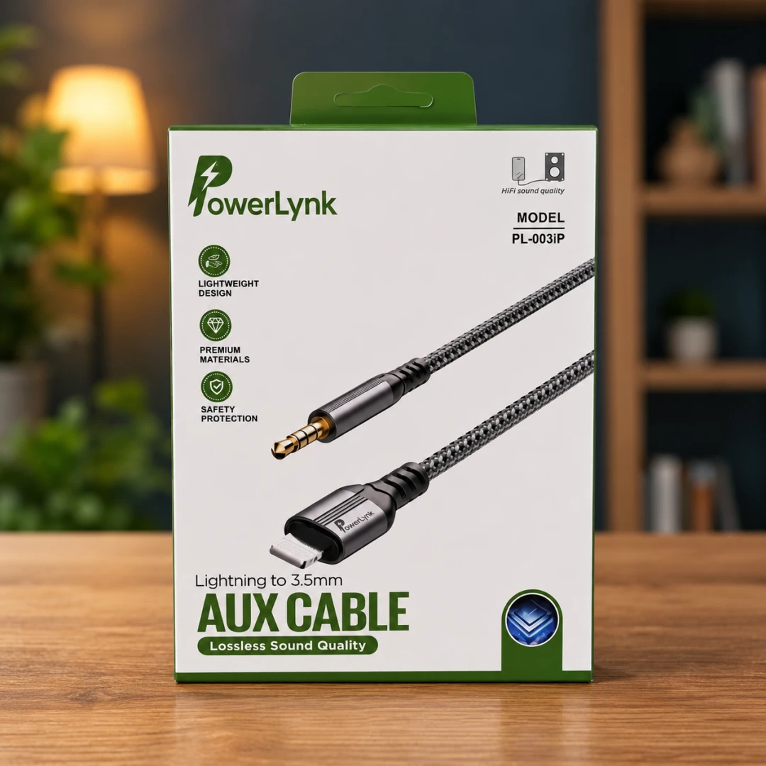 POWERLYNK PL-003TC AUX CABLE LIGHTNING TO 3.5MM