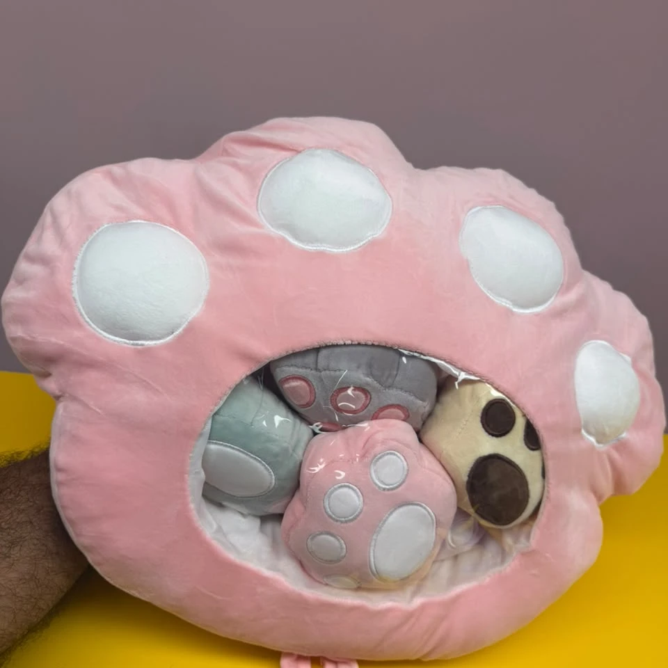 Pink Cute Paw Stuffed Bag Cushions Plushy