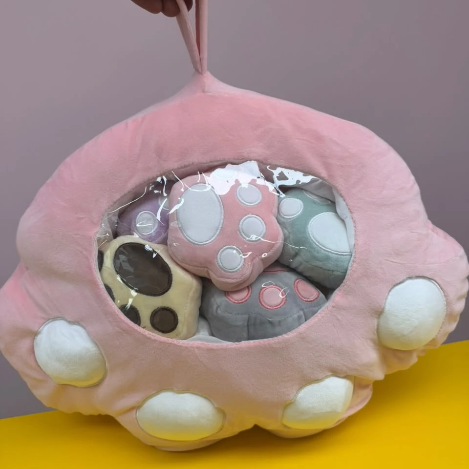 Pink Cute Paw Stuffed Bag Cushions Plushy - 3
