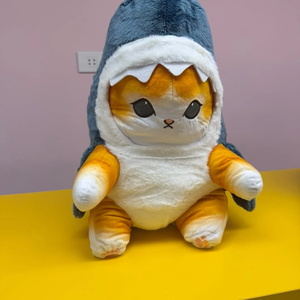 Orange Mofusand Blue Shark Cat Plushy - 40 Cm