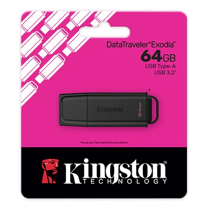 Kingston (DTXG2/64GB) 64Gb DataTraveler Exodia USB3.2 Flash Drive - Black