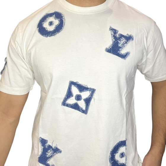 T-shirt LV White With Denim Patches C25