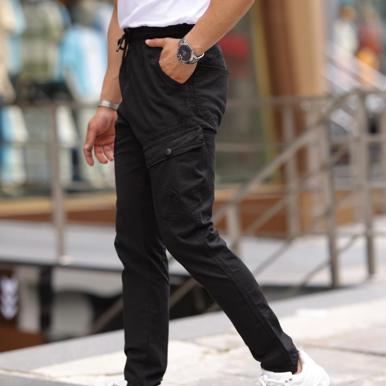 Cargo pant black straight cut c59
