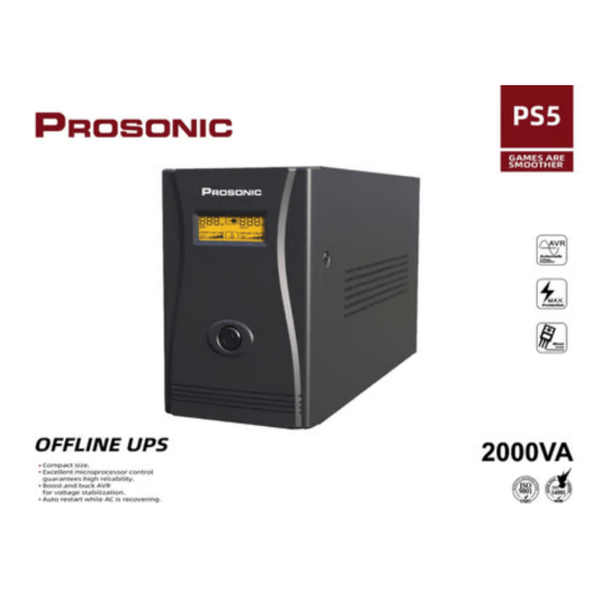 Prosonic UPS 2000VA Digital screen display - PS5 | Computer