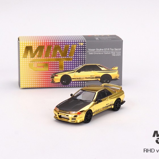 mini gt nissan skyline gtr top secret gold chrome Tas 2024