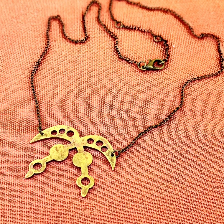 Adinkra Rustic Brass Necklace