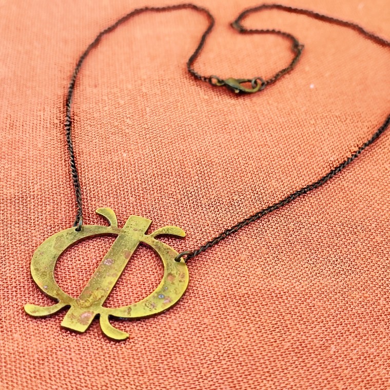 Adinkra Rustic Brass Necklace
