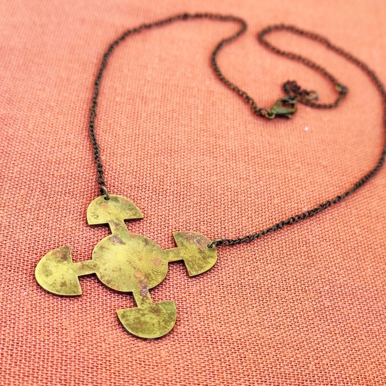 Rustic Adinkra Brass Necklace