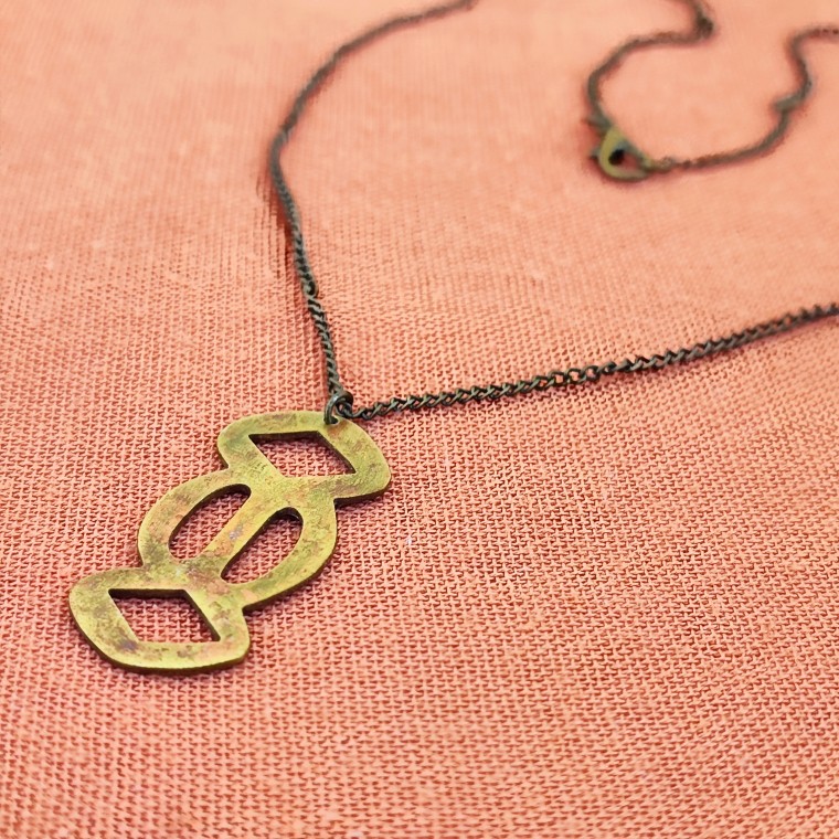 Rustic Adinkra Brass Pendant
