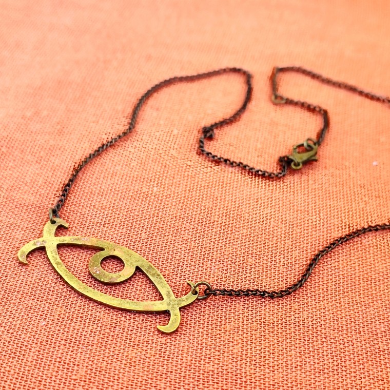 Rustic Adinkra Brass Necklace