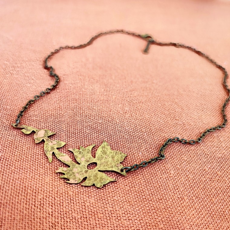 Rustic Brass Flower Necklace