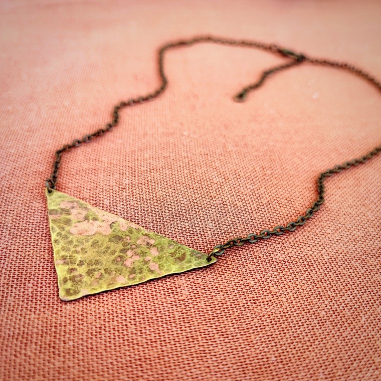 Triangular Rustic Brass Necklace