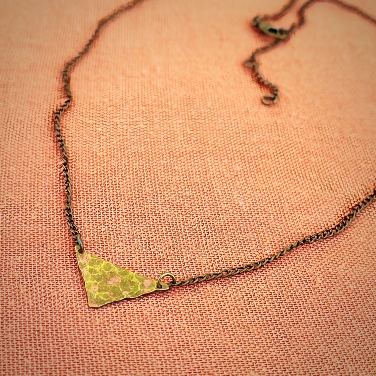 Minimalist Triangular Rustic Brass Necklace