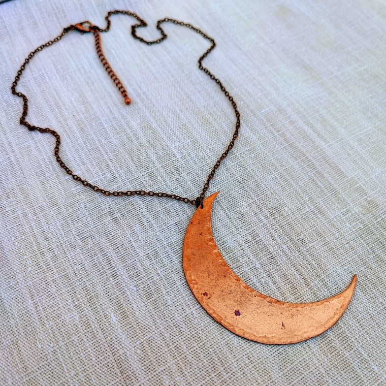Large Crescent Moon Copper Pendant