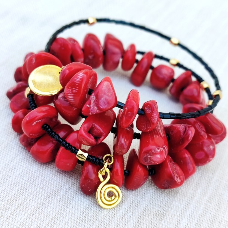 Multi-layered Adjustable Coral Bracelet