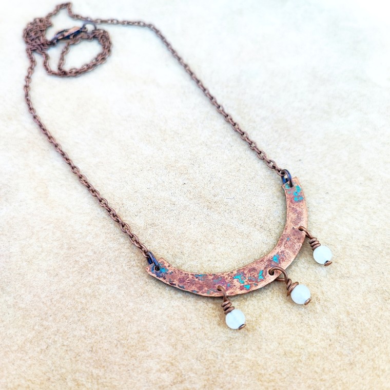 Rustic Beaded Copper Necklace