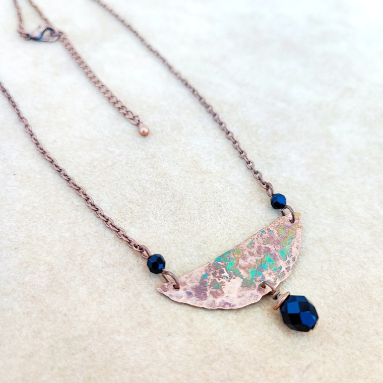 Rustic Beaded Copper Necklace