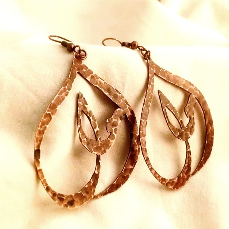 "Hope" Rustic Copper Arabic Earrings