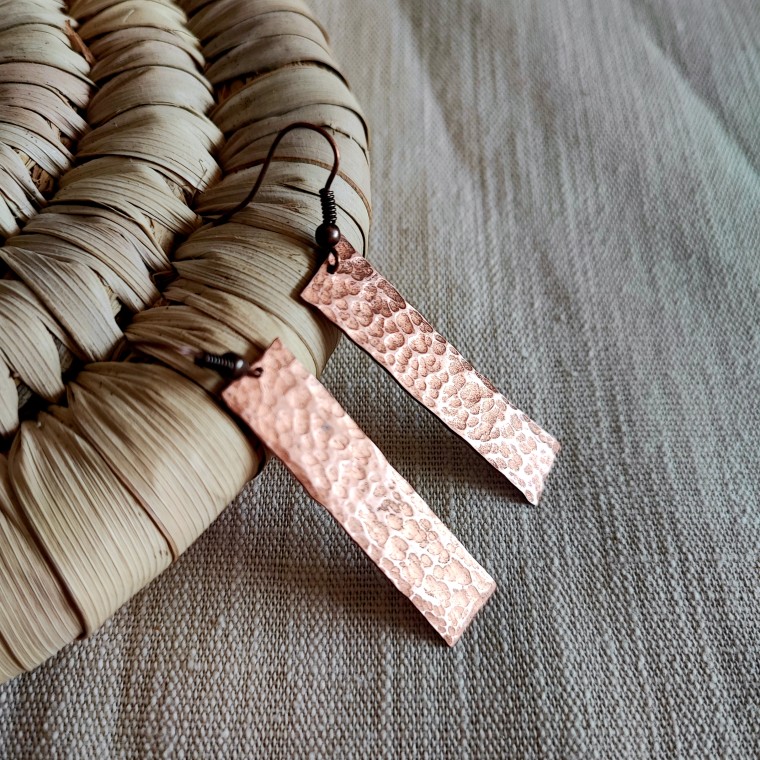 Plain Hammered Copper Earrings