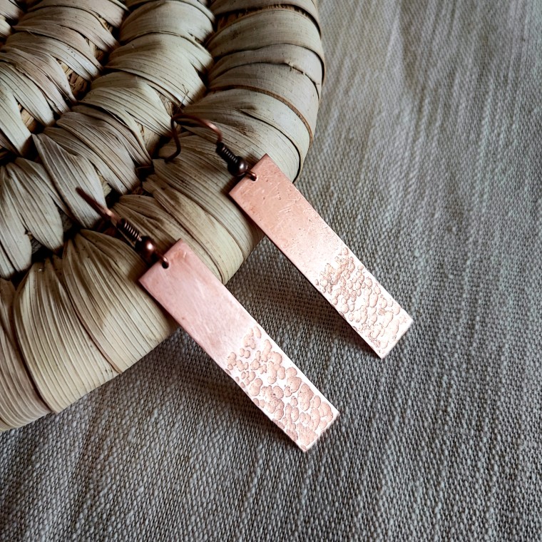 Plain Hammered Copper Earrings