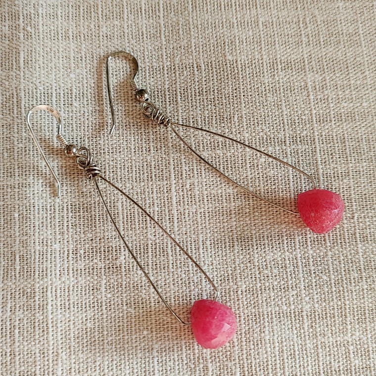 Funky Long 925 Silver Wire Earrings