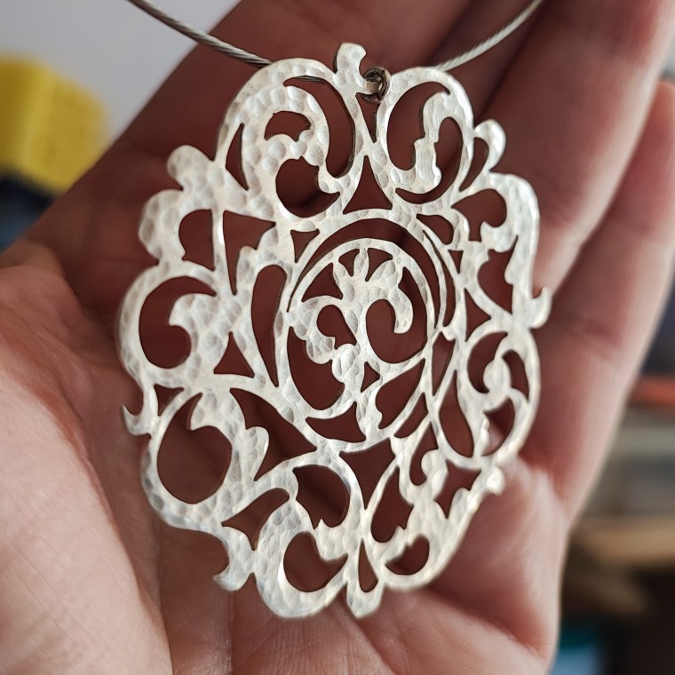 Intricately Ornate Large 925 Silver Pendant - 2